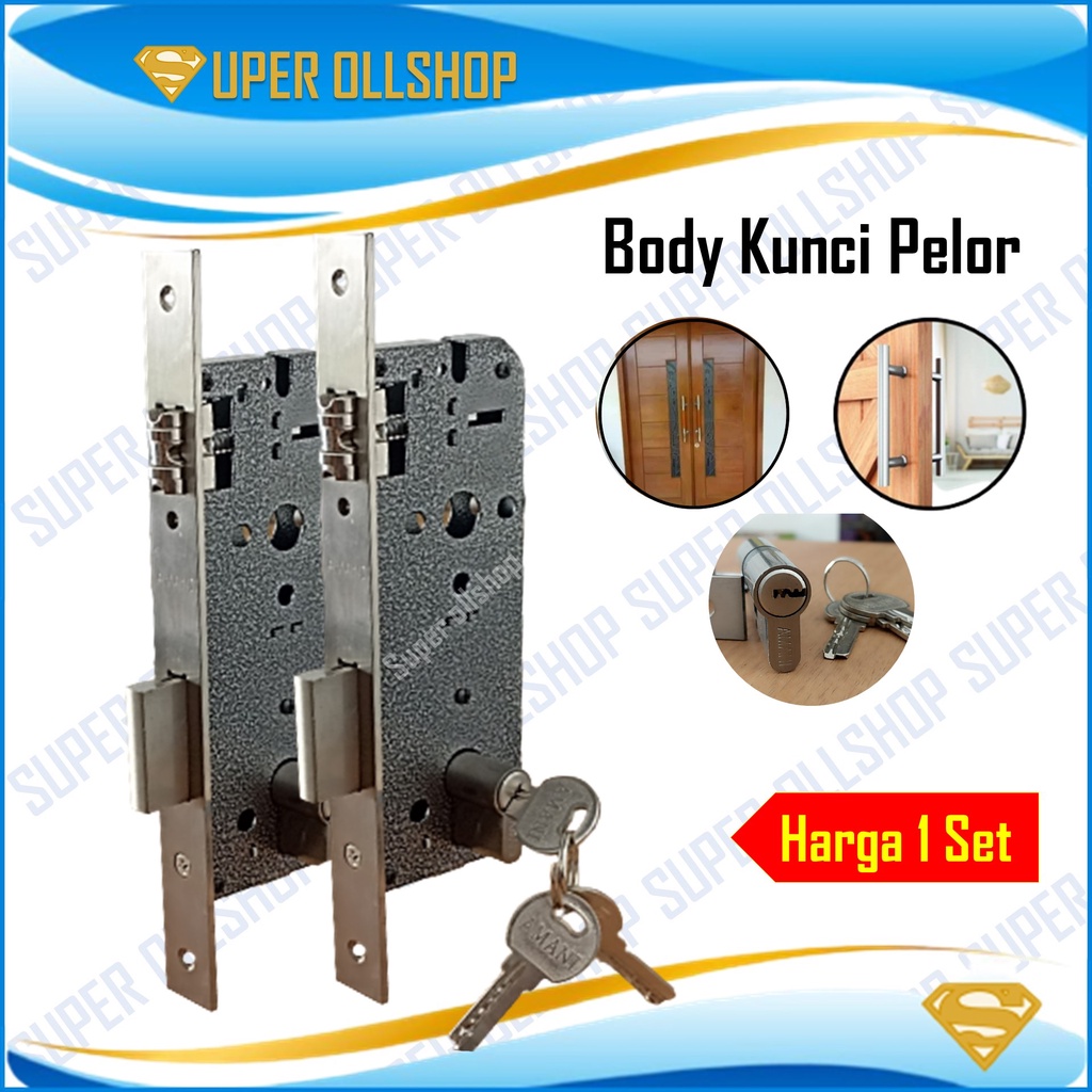 Kunci Pintu Rumah Bodi Body Kunci Pelor Besar Kupu Tarung 2 Pintu Dorong 1 Set / Body Pelor Kunci Pelor Handle Tarikan Gagang Pintu Rumah Bodipelor Set