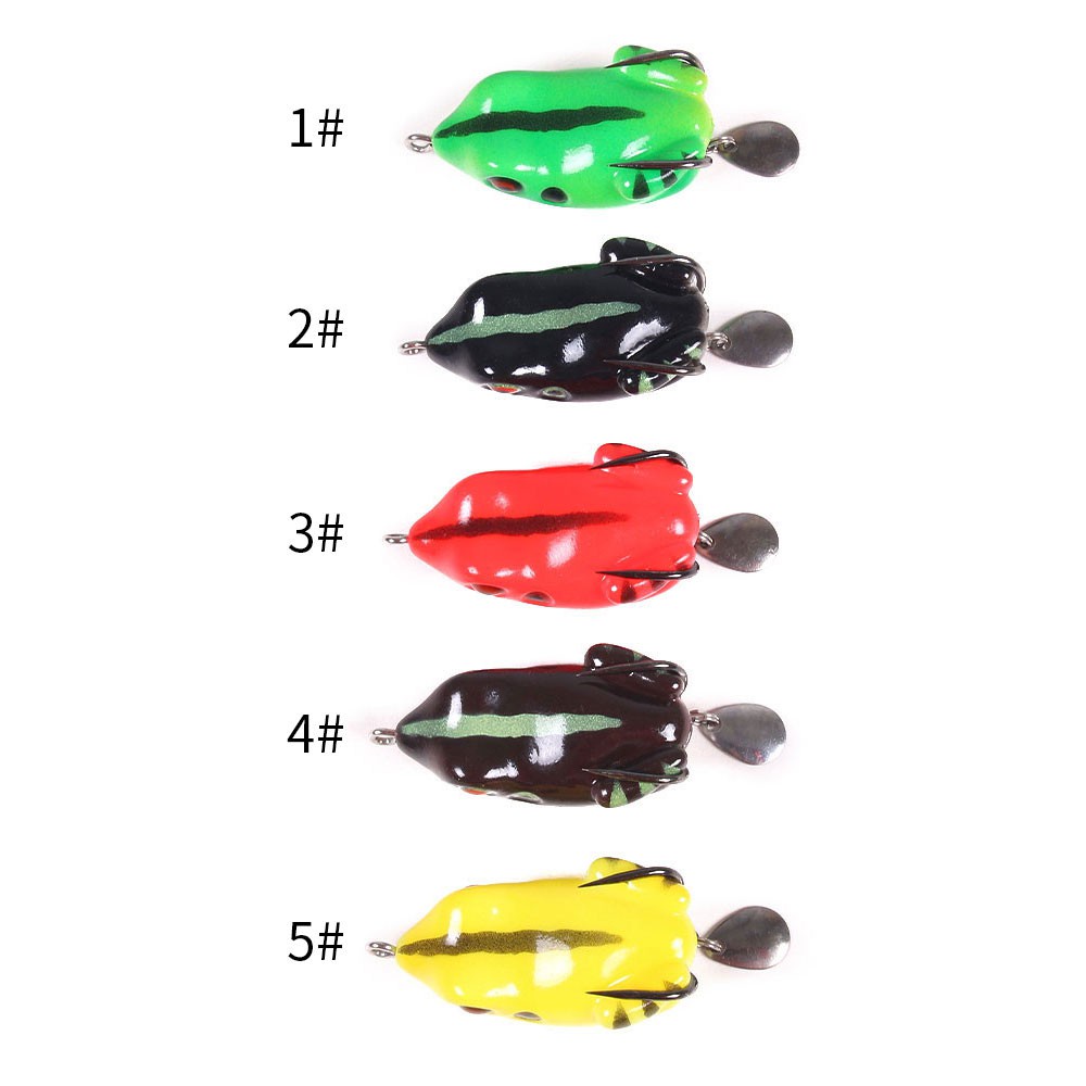 Hengjia 5PCS Umpan Pancing Softlure Bentuk Katak / Kepala Ular 5.5cm / 11g Dengan Ekor Sequin