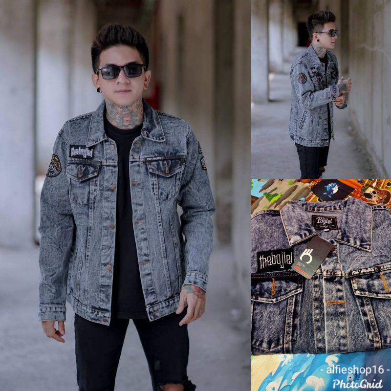 (BISA COD)  JAKET JEANS SANDWASH THE BOJIEL - JAKET SANDWASH PRINTING - JAKET JEANS PRIA-6