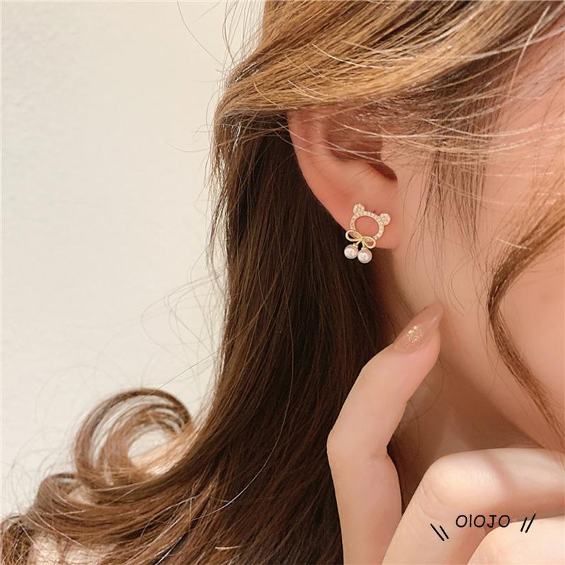 【COD】Anting Bentuk Bulat Motif Beruang Untuk Wanita