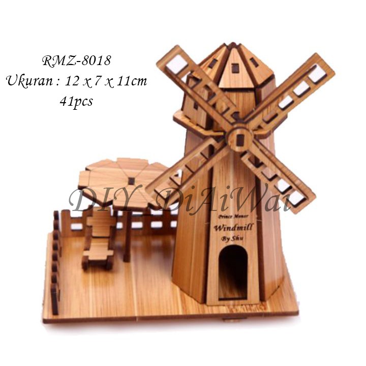 Puzzle 3D DIY Farm Windmill mainan puzzle edukasi anak (kado &amp; pajangan)