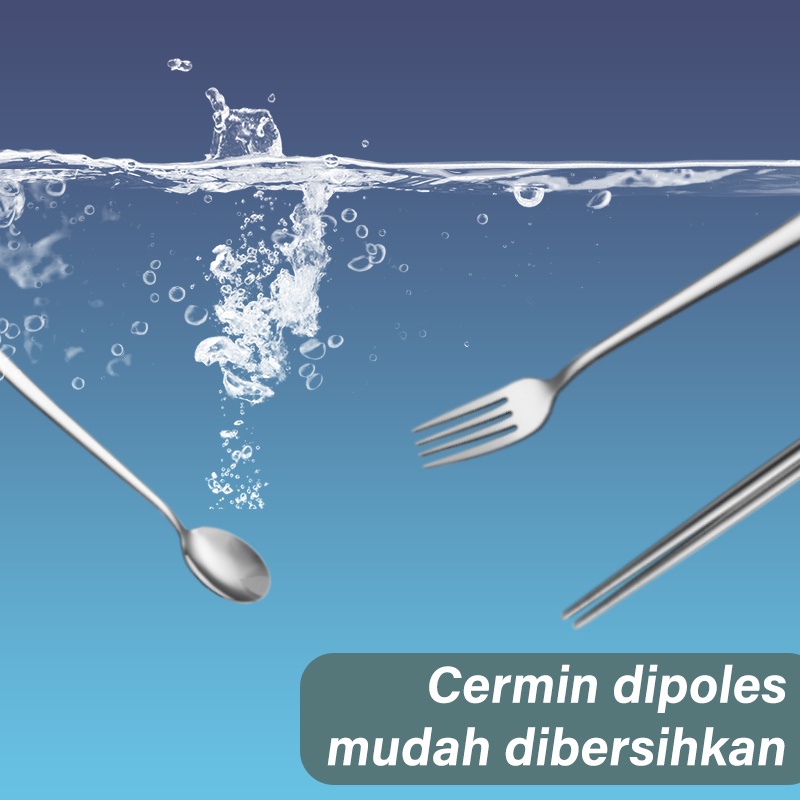 Letyeah &amp; Anantagt Alat Makan Stainless Steel Set Sendok Garpu Sumpit Portable