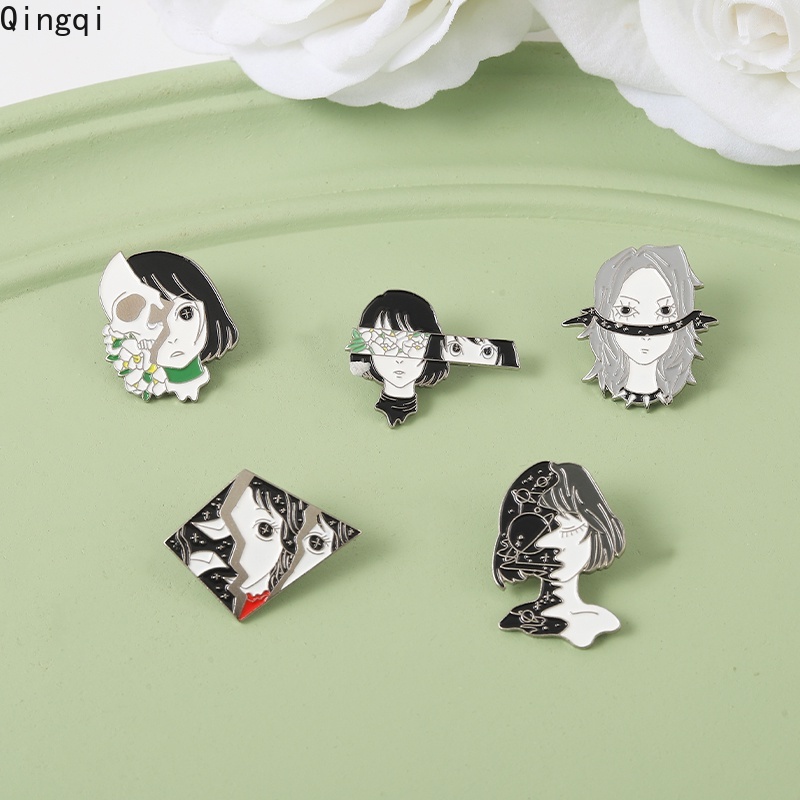 Bros Pin Enamel Desain Kartun Anime Face Girl Gaya Punk Untuk Hadiah Teman