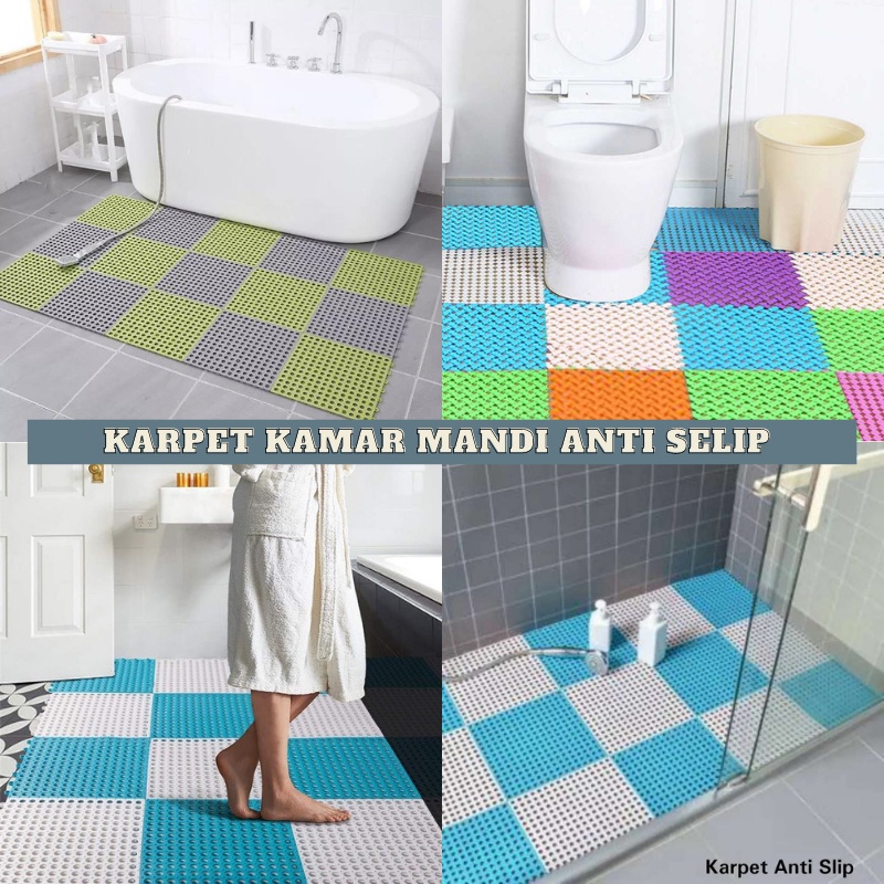 DISKON KARPET KAMAR MANDI ANTI SLIP POLKADOT KARPET ANTI LICIN DAPUR MAT NON SLIP Karpet Kamar Mandi Anti Licin 30x30CM