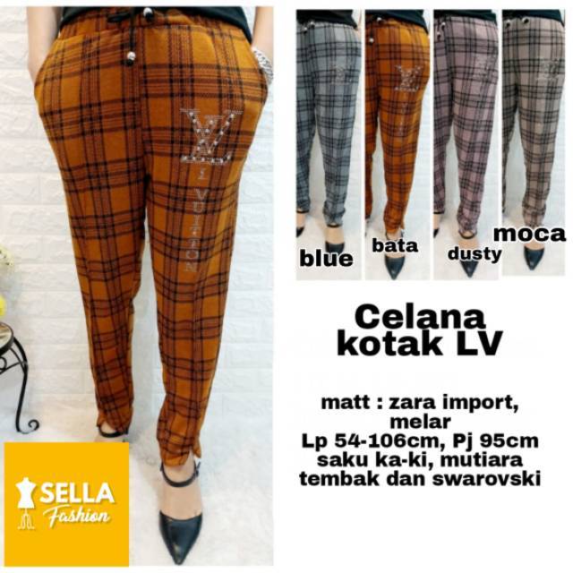  Celana  LV kotak  zara import melar bigsize jumbo  kekinian 