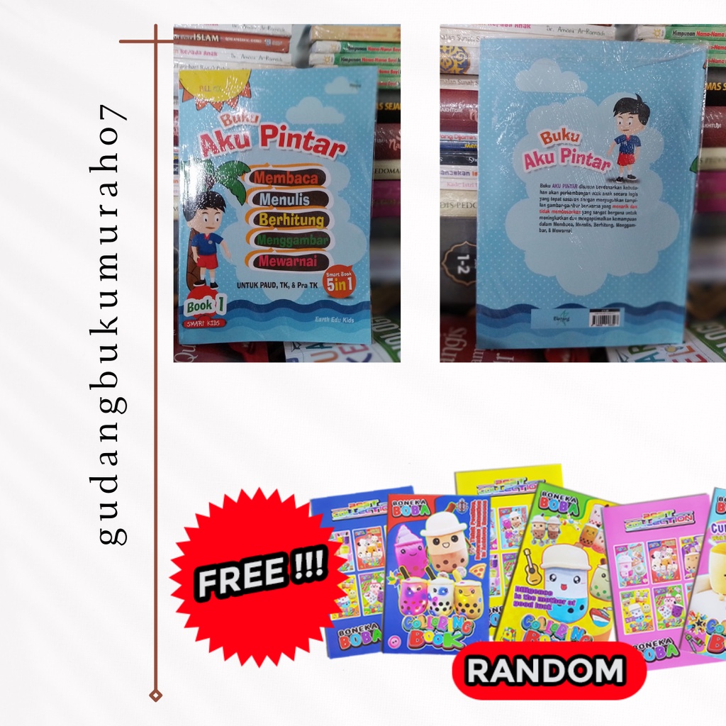BUKU AKU PINTAR MEMBACA, MENULIS, MENGHITUNG, MENGGAMBAR, MEWARNAI FREE BUKU MEWARNAI BUKU BOBA