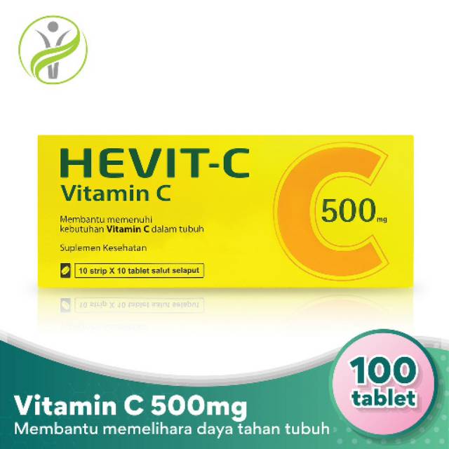 Hevit-C 500 atau 1000 mg 1 strip isi 10 tablet  Vitamin C 500/1000 mg