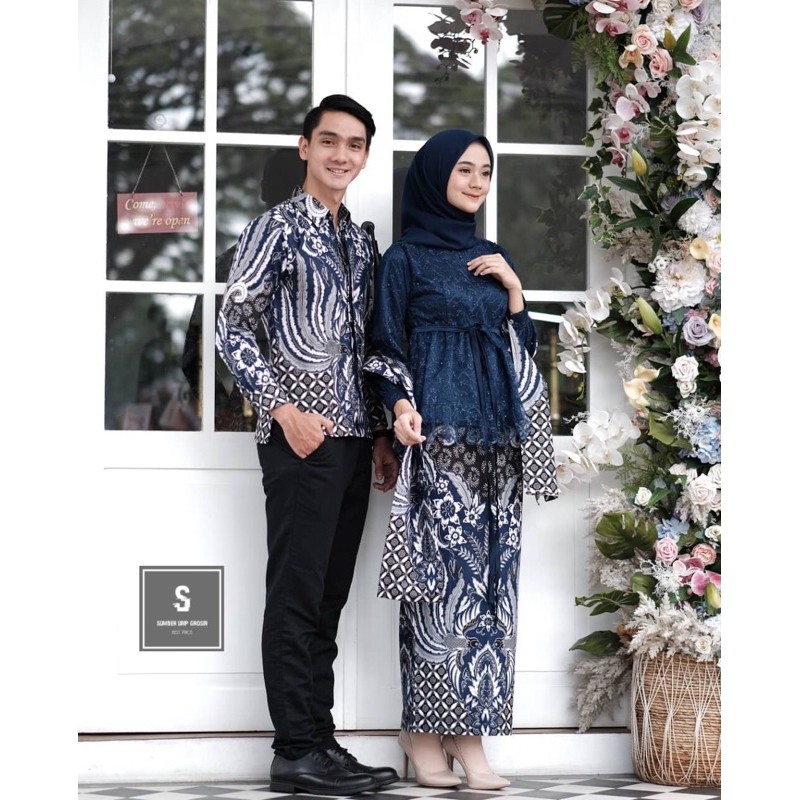 Batik Couple Set Couple Mika Alisha Navy