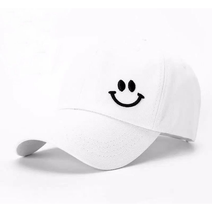 COD Topi Baseball Kekinian Murah Bordir Gaya Korea Pria Wanita Model Smile Senyum Distro