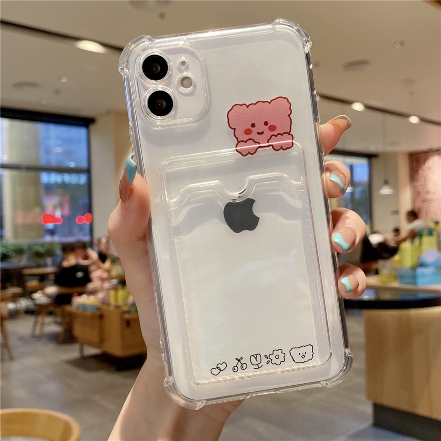 iPhone 12 11 Pro Max 12 Mini SE 2020 X XR Xs Max 7 8 Plus Case Cartoon Card Package Phone Case Clear Soft Protective Cover-Y3
