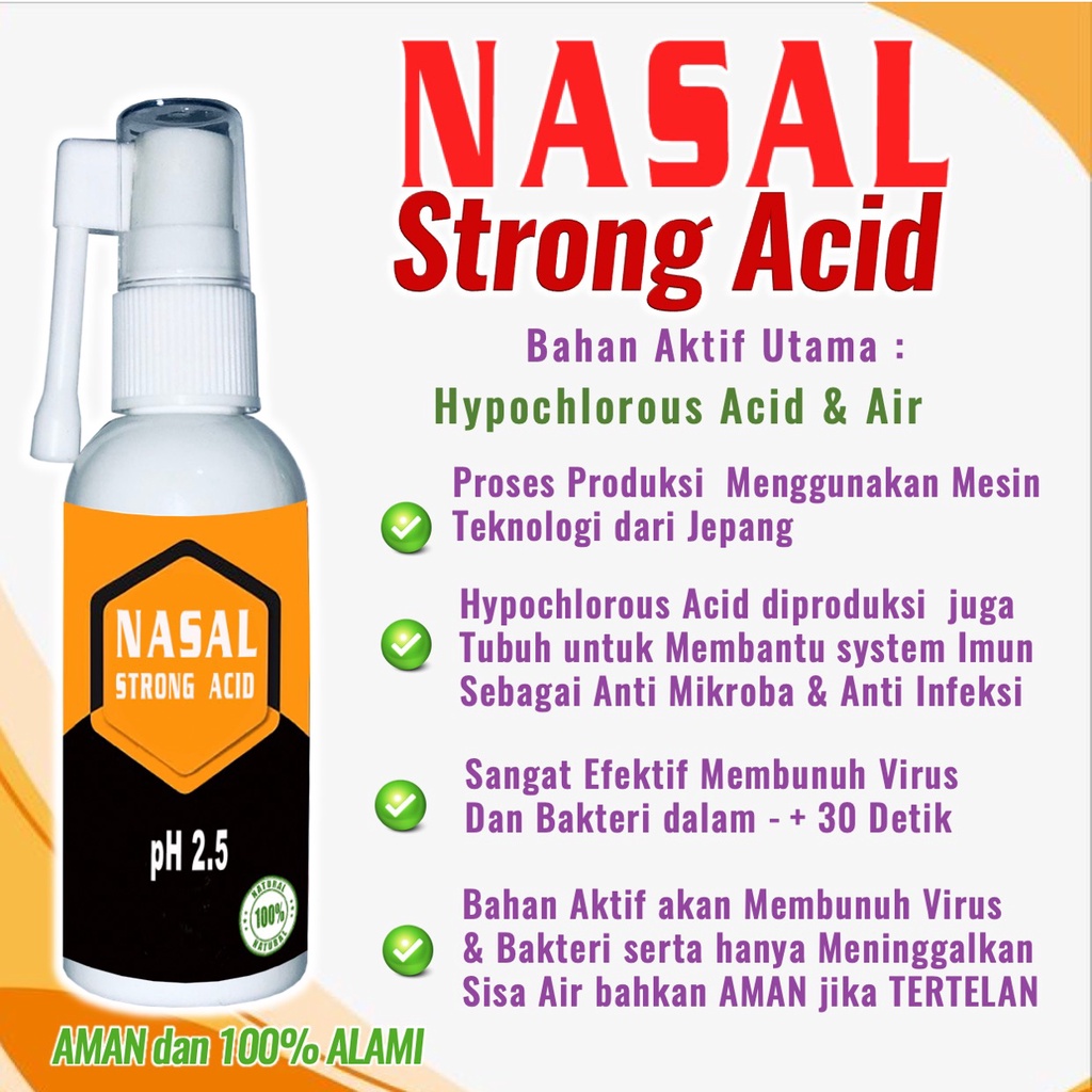 Nasal Spray Strong Acid Untuk Anosmia Anti Virus Bakteri Dewasa Anak dan Balita