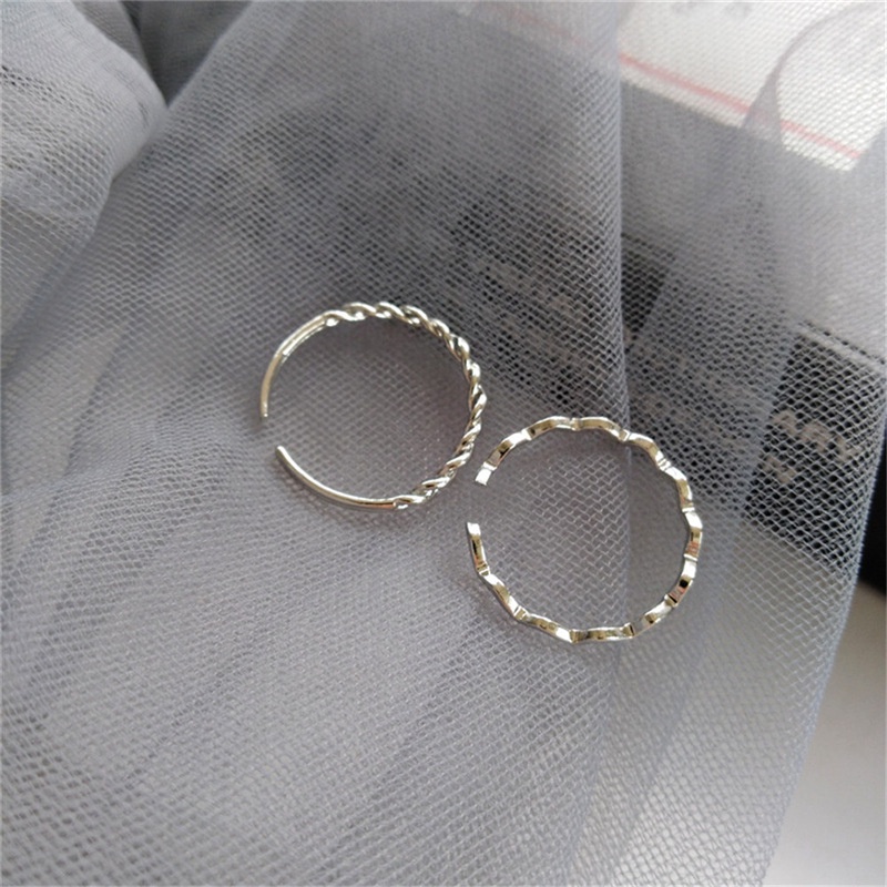 Personalized two-piece simple winding opening adjustable wave-shaped joint ring tail ring 210807