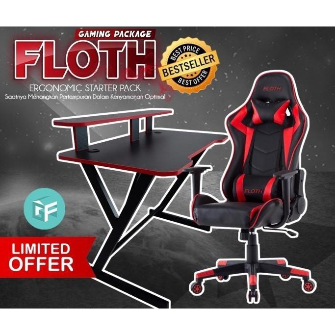 Meja Gaming Kursi Gaming Set Floth