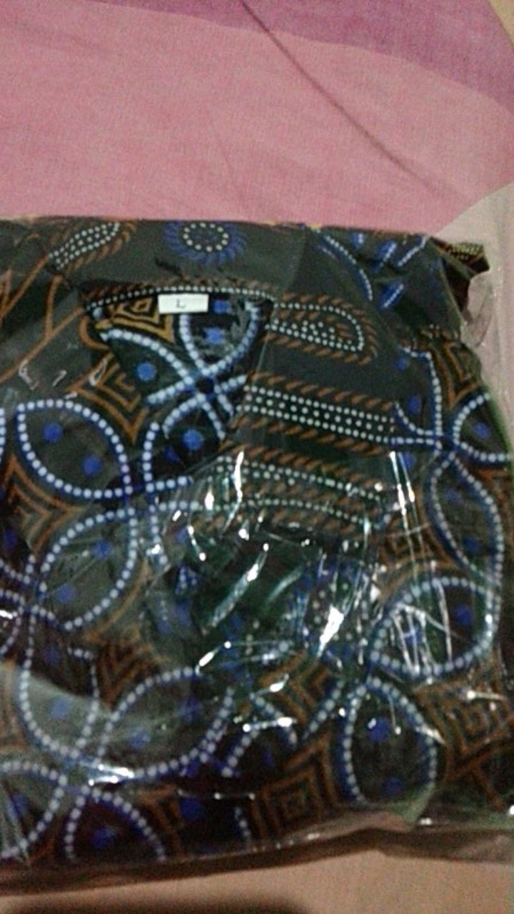 Kemeja Batik Couple Ayah Ibu Dan Anak Motif Manggar Kuning