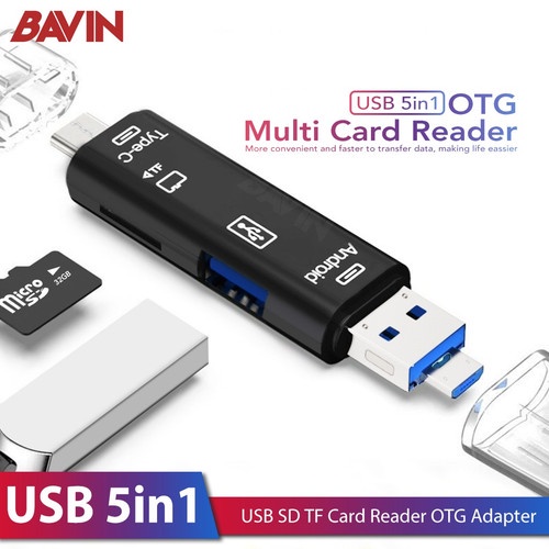 Flash disk  5 in 1 USB 3.0 Type C USB Micro USB SD TF Memory Card Read Adaptor HUB Handphone Card Reader