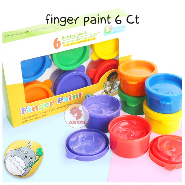 Zoetoys Finger Paint 6 Ct Warna Colors | Perlengkapan Mewarnai Melukis Painting dengan Jari Stamp | Cat Lukis Tangan Non-Toxic | Mudah dihapus | Mainan Edukasi Anak