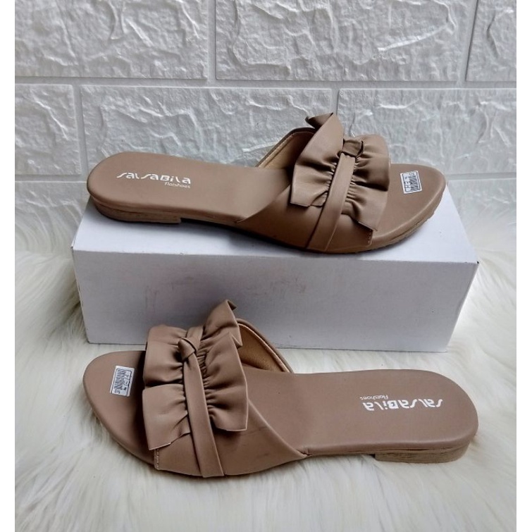 Sandal Teplek Wanita Kerut Rempel Terbaru Sendal Cewek