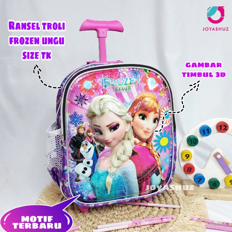 Tas Troli Anak Ransel Frozen Gratis Bonus - Ransel Anak Perempuan - Ransel Troli Anak SD - Troli Frozen - Tas Gratis Botol -  Tas Sekolah Anak Troli - Frozen Anna Elsa  - Tas Dorong Frozen  - Joyashuz