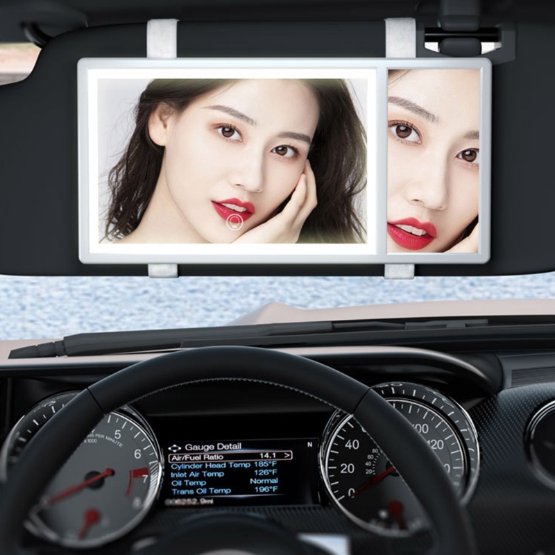 Zzz Cermin Makeup / Kosmetik Dengan Kaca Pembesar Rechargeable Untuk Sun Visor Mobil SUV