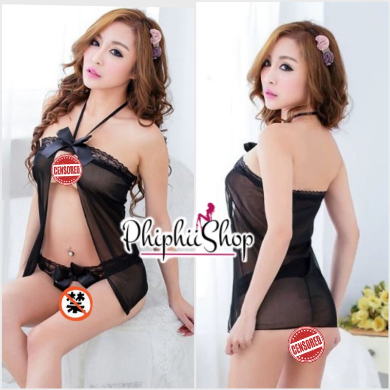 Set Lingerie Sexy + G String Transparan Model Kado Hadiah Pita Double