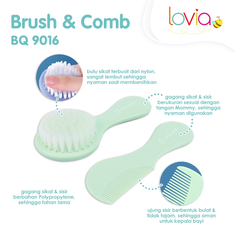 Babyqlo Sikat &amp; Sisir Bayi / Brush &amp; Comb - Bq 9016