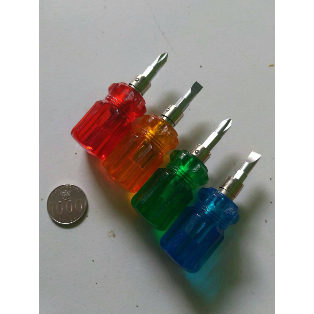 Obeng Bolak Balik - + Min Plus Cebol Mini Bening