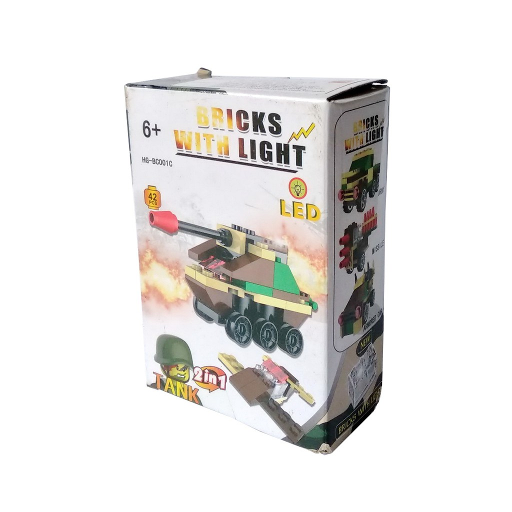 Hotgear Army Vehicle Bricks with Light Mainan Building Blocks