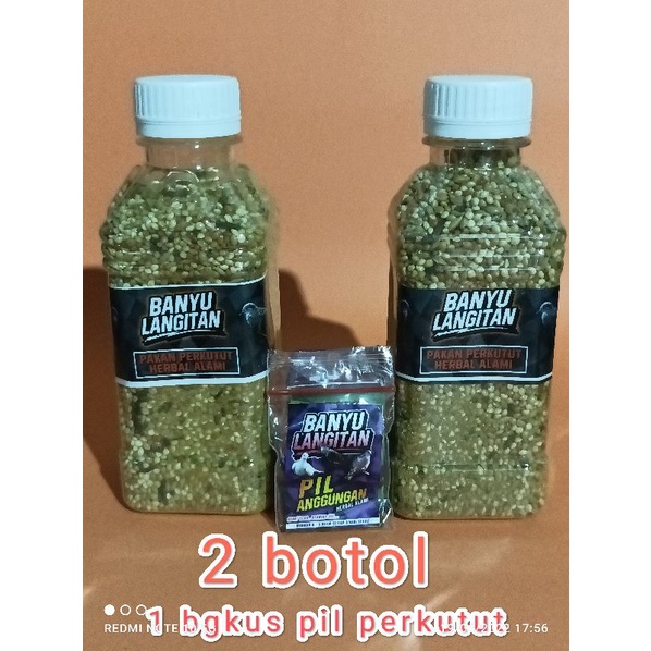 pakan perkutut banyu langitan 2 botol bonus 1pcs pil perkutut