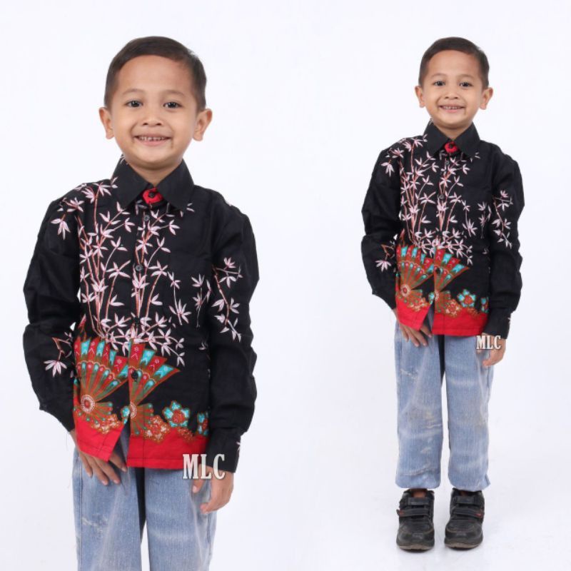 COUPLE BATIK ayah dan anak laki-laki lengan pendek  umur 3-12 tahun - kemeja batik anak laki-laki lengan pendek seragam