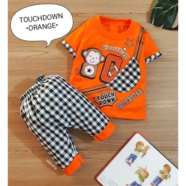 Klik Mds Setelan Baju Bayi Laki-laki 0-6 bulan Atasan Dan Celana Motif Anak Lucu Touch Down / Baju bayi anak Laki - Laki