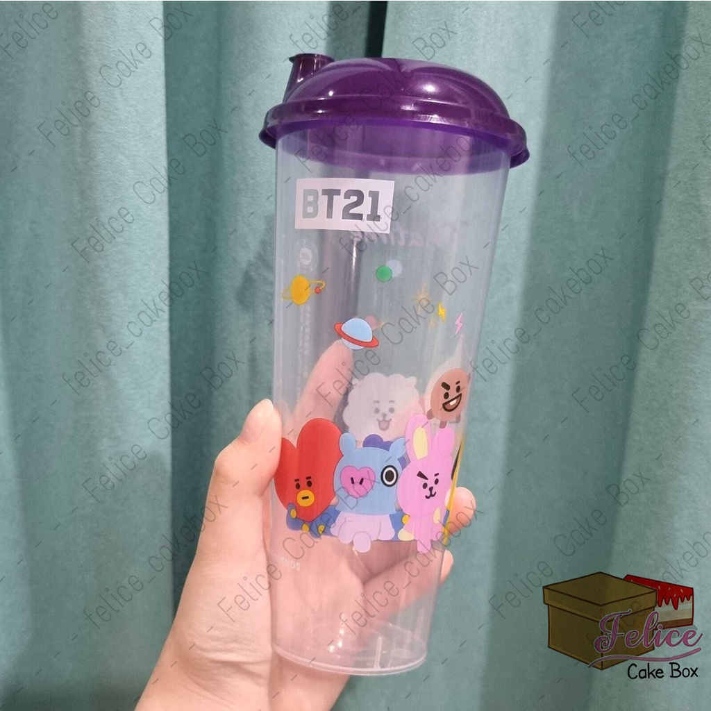 (READY STOCK) CHATIME X BT21 CUP ONLY / TUMBLR + FREE 7 PCS RANDOM PHOTOCARD + FREE MINI STICKER