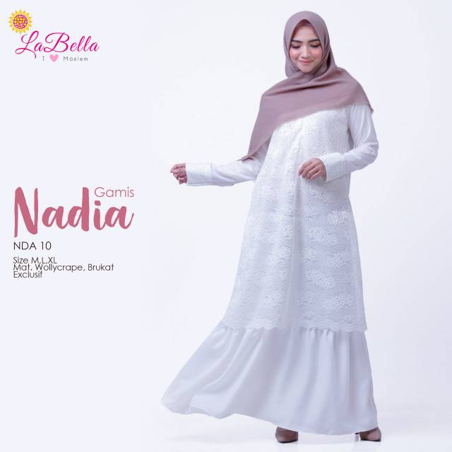 Gamis Wanita Dewasa Nadia Brokat Putih by Labella