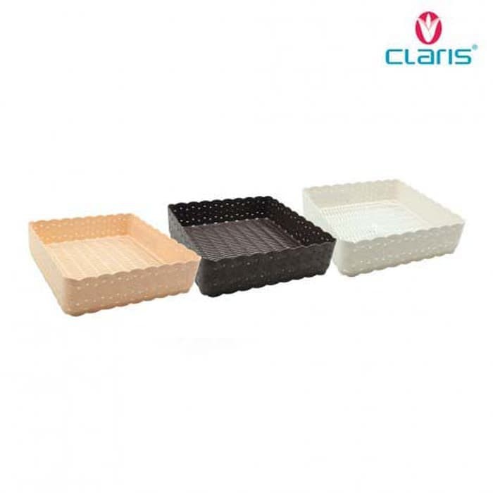 Claris Tray Anyaman Rota Travessa Medium Keranjang Nampan Wadah Nampah Plastik Motif Rotan 0561
