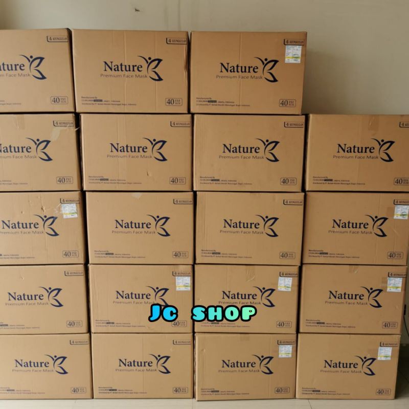 NATURE PREMIUM FACE MASK KARTON ISI 40 BOX - MASKER MEDIS 3 PLY