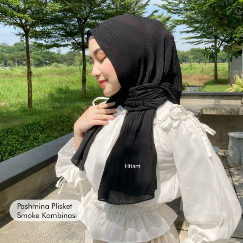 (AMD) HIJAB PASHMINA SHUKI SMOKE PLISKET CERUTY INSTAN PREMIUM