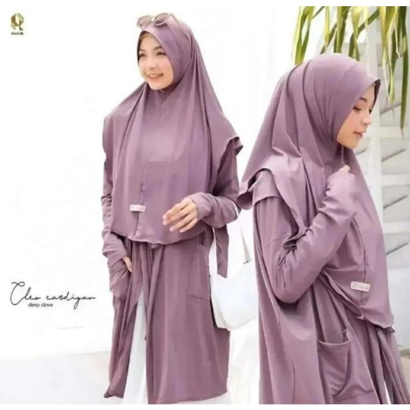 jilbab cleo cardigan khimar 2 in 1 cardigan jersey super