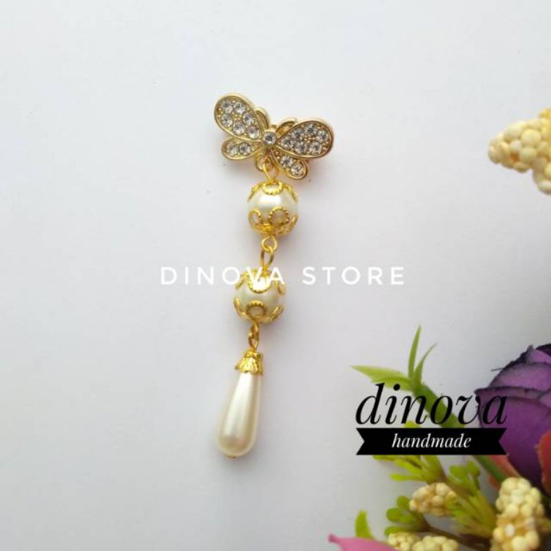 [ mutiara lonjong series ] BROS HIJAB BROS DAGU JUNTAI PANJANG MUTIARA DAN KRISTAL SWAROVSKI MEWAH P