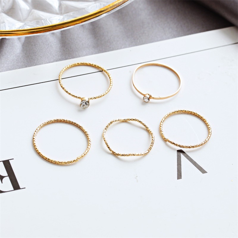 Cincin Set Fashion 5 pcs/set Retro Vintage Batu Berlian Diamond Korea Dalika