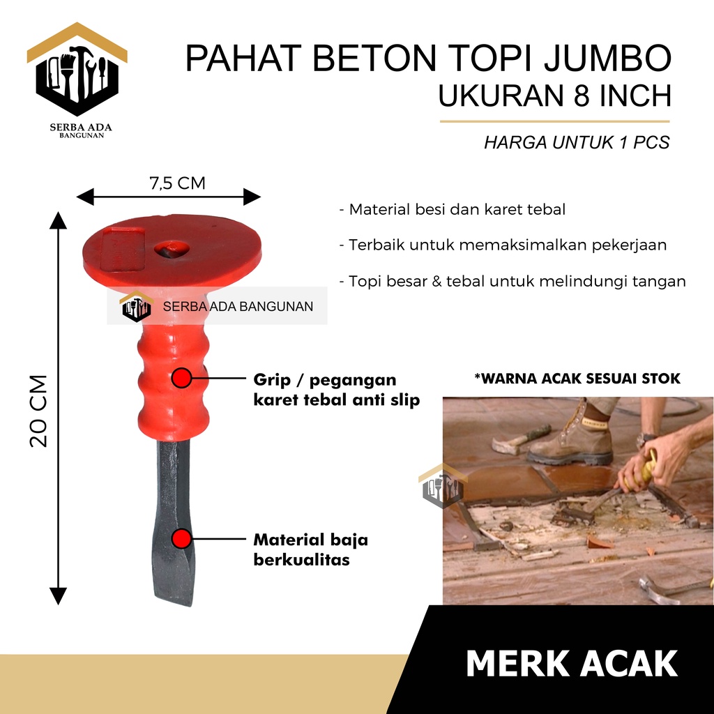 PAHAT BETON TOPI JUMBO 8&quot; 10&quot; 12&quot; Kuat Tebal kokoh alat tukang ukuran besar Plat tebal