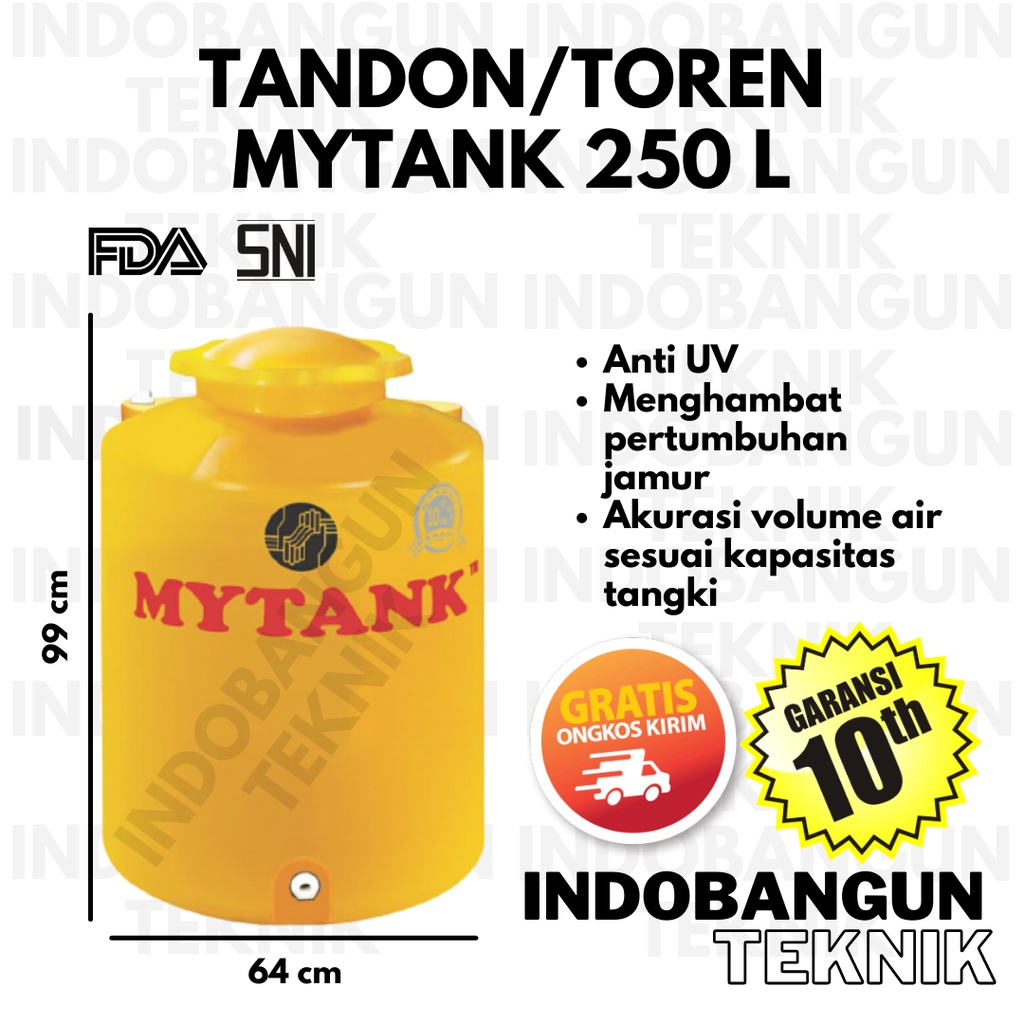 Tandon Air Toren Air Tangki Air Mytank 250 Liter Harga Murah Anti Lumut Garansi 10 Tahun Kuat Tahan 