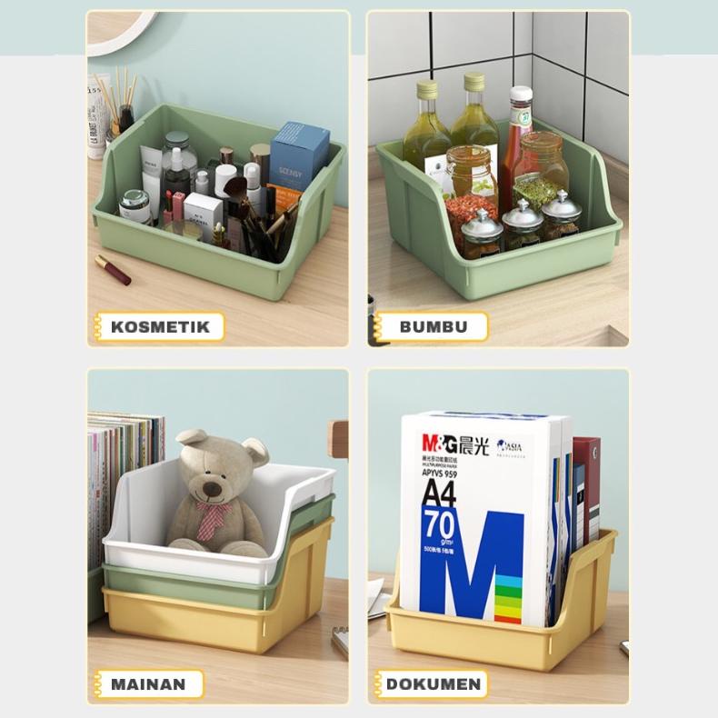 Greenland Rak Buku Plastik Foldable Desktop Box Rak Box File Kotak Penyimpanan Buku Alat Tulis Serba