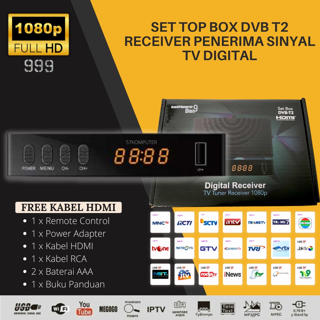 Jual STB TV Digital Set Top Box TV Tabung Dan Digital STB DVB T2 Paket ...