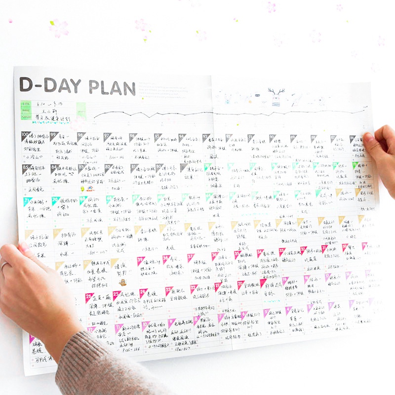 100 Day Countdown Calendar Learning Schedule Periodic Planner Office Shoocl Supply