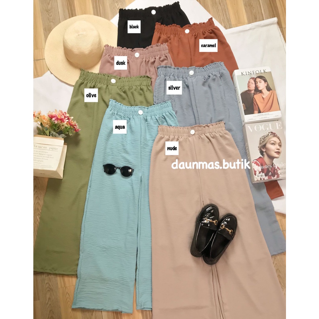 1KG MUAT 4PCS | FLOWY KULOT HIGHWAIST AIRFLOW CRINKLE KANCING HITS OOTD ORIGINAL FASHION WANITA TERMURAH