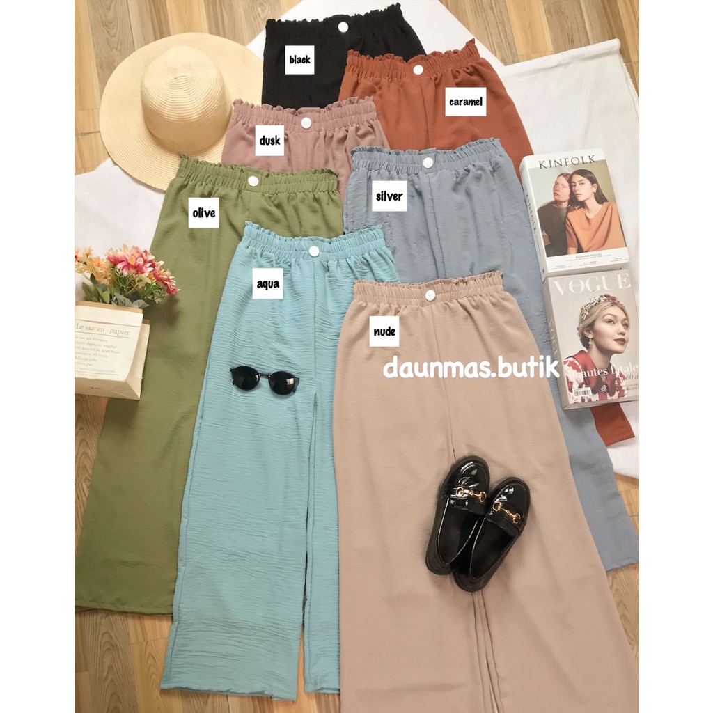 1KG MUAT 4PCS | FLOWY KULOT HIGHWAIST AIRFLOW CRINKLE KANCING HITS OOTD ORIGINAL FASHION WANITA TERMURAH