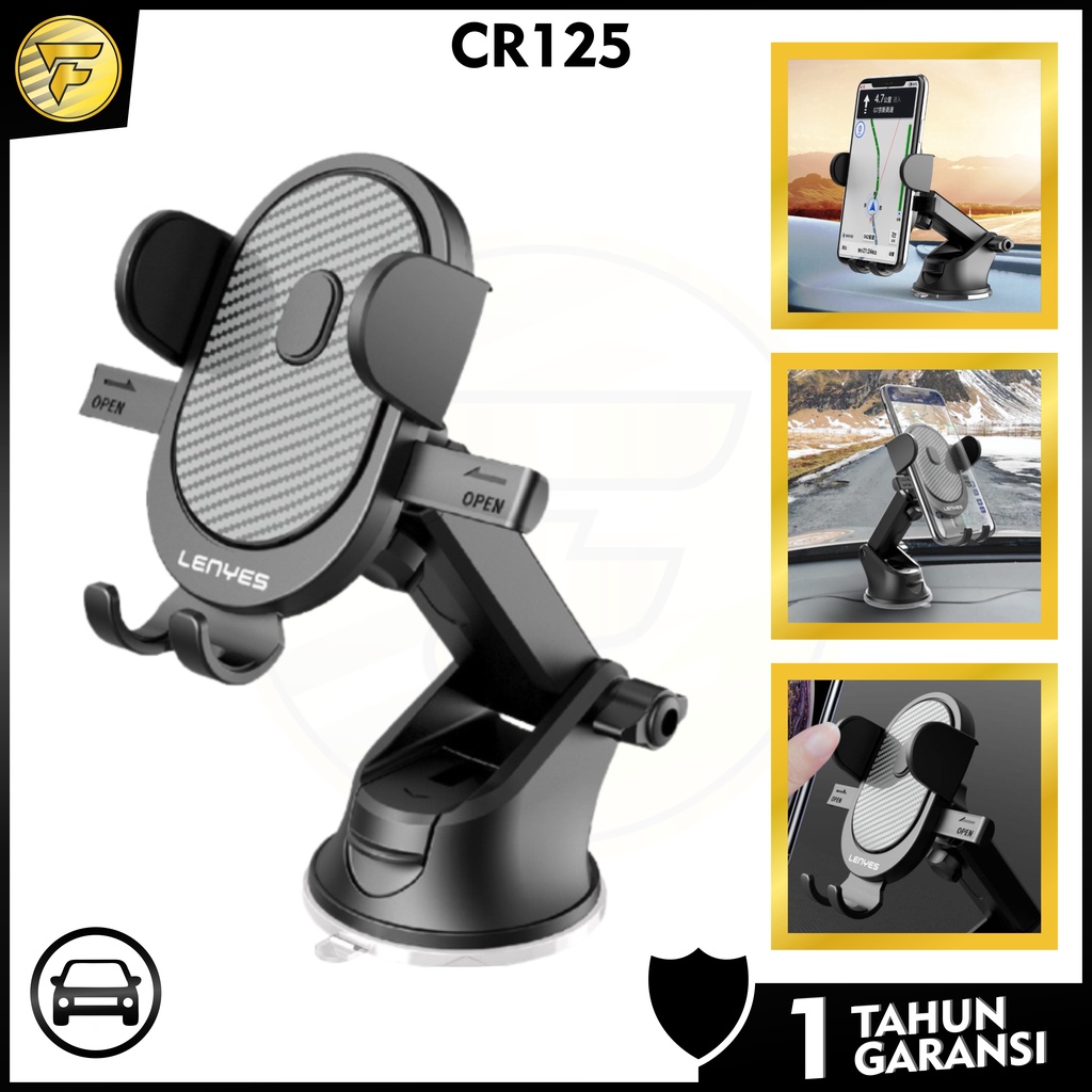 LENYES CR125 CAR Holder Car mount tempel Dasbor atau Kaca Mobil meja Kuat Kokoh penyangga dudukan HP mobil 360 rotasi original