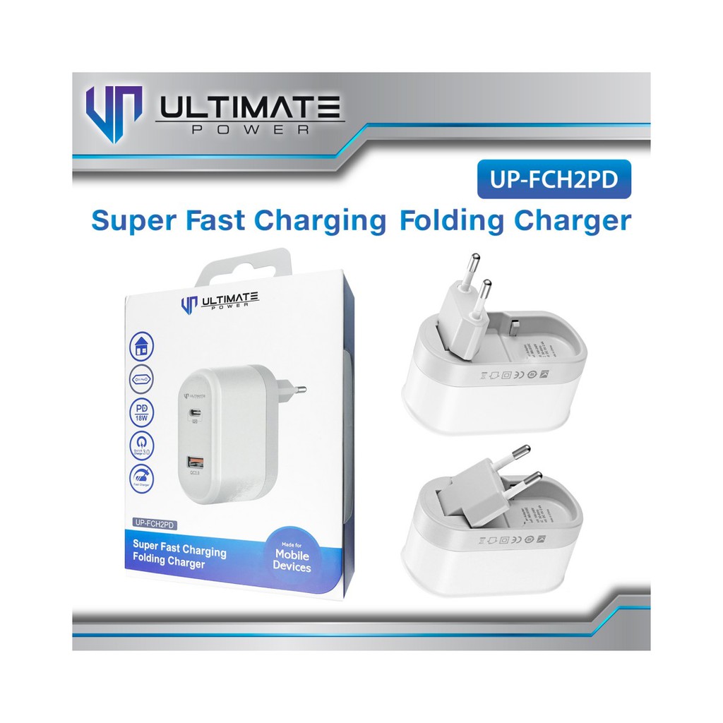 Ultimate Power Super Fast Charging Folding Charger PD + QC 3.0 Original