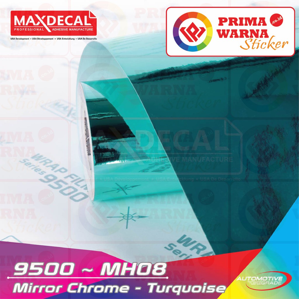 Maxdecal 9500 MH08 Mirror Chrome Turquoise, Wrap Series Sticker, Roll 152cm x 18m