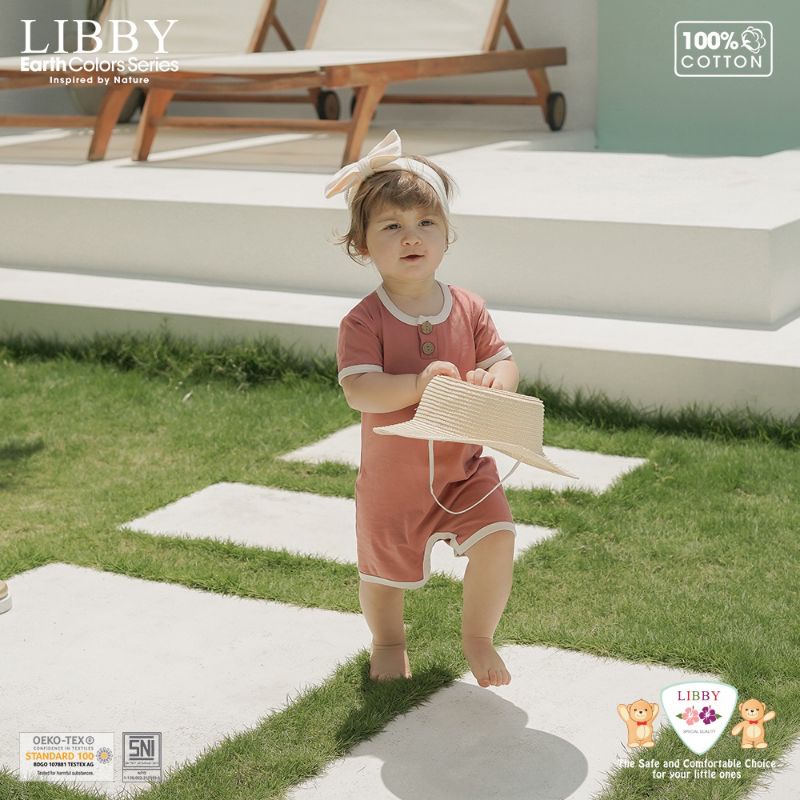 Libby earth colors FLYNN ROMPER terbaru / romper Libby baby / kodok segi empat Libby / baju Jumper segi empat Libby baby new born - setahunan