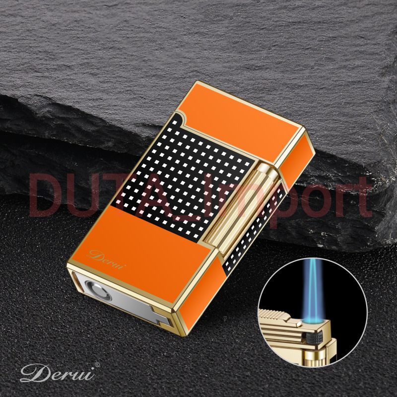 DERUI Single Jet Flame Lighter/Korek Api 1 Bara Gas Refill Portable Mewah Elegant